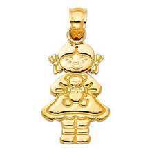 Load image into Gallery viewer, 14k Yellow Gold 11mm Girl With Doll Pendant