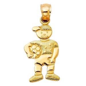 14k Yellow Gold 10mm Boy With Ball Pendant