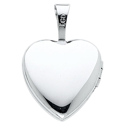 14K White HEART LOCKET Pendant 1.2grams