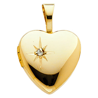 14K Yellow Gold Heart Locket Pendant 1.2grams