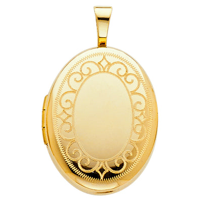 14K Yellow OVAL LOCKET Pendant 2.5grams