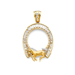 14K Twotone HORSE SHOW CZ Frame 28.8gram