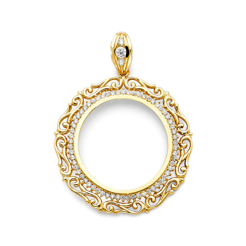 14K Yellow RD CZ Frame 16.6grams