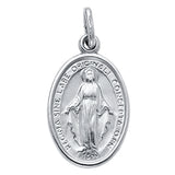 14K White Gold 13mm Religious Virgin Mary Medal