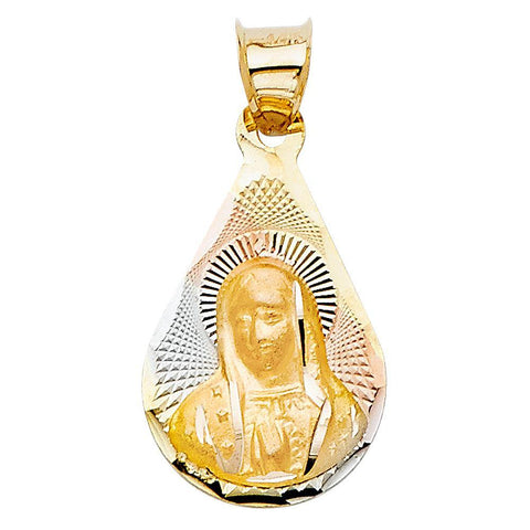 14K Tri Color 12mm DC Guadlupe Stamp Religious Pendant