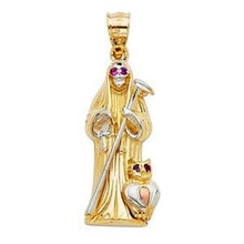 Load image into Gallery viewer, 14K Two Tone Gold 11mm Santa Muerte Religious Pendant