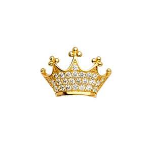 14k Yellow Gold 20mm CZ Crown Assorted Pendant
