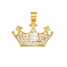 Load image into Gallery viewer, 14K Yellow Gold 18mm 15 YEARS CZ CROWN PENDANT