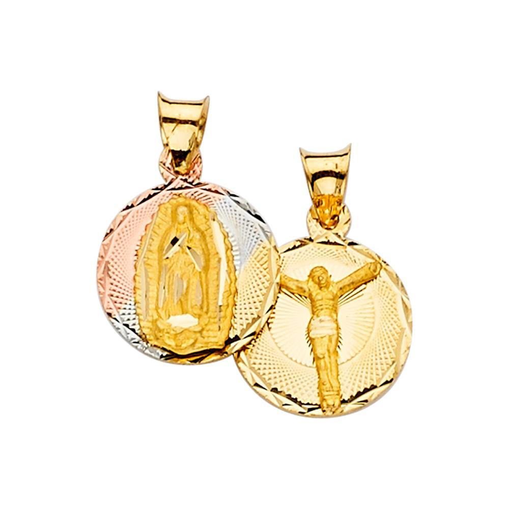 14K Tri Color 12mm DC RELIGIOUS STAMP PENDANT
