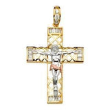 14K Gold Tri Color Two Tone 39mm Religious Crucifix Pendant