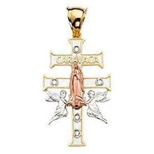Load image into Gallery viewer, 14K Gold Tri Color Two Tone 29mm Religious Crucifix Pendant - silverdepot