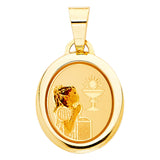 14K Yellow Gold 15mm Communion Enamel Picture Religious Pendant