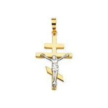Load image into Gallery viewer, 14K Gold Two Tone 16mm Religious Crucifix Pendant - silverdepot