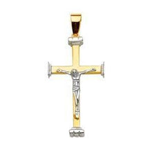 Load image into Gallery viewer, 14K Gold Two Tone 20mm Religious Crucifix Pendant - silverdepot