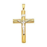14K Gold Two Tone 26mm Religious Crucifix Pendant