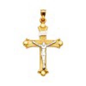 14K Gold Two Tone 25mm Religious Crucifix Pendant