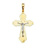 14K Gold Two Tone 25mm Religious Crucifix Pendant