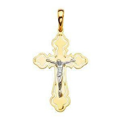 14K Gold Two Tone 25mm Religious Crucifix Pendant