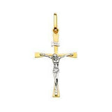 14K Gold Two Tone 17mm Religious Crucifix Pendant
