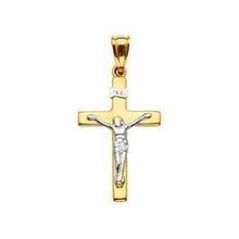 Load image into Gallery viewer, 14K Gold Two Tone 16mm Religious Crucifix Pendant - silverdepot