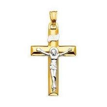 Load image into Gallery viewer, 14K Gold Two Tone 20mm Religious Crucifix Pendant - silverdepot