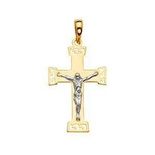 Load image into Gallery viewer, 14K Gold Two Tone 17mm Religious Crucifix Pendant - silverdepot
