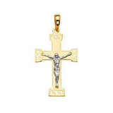 14K Gold Two Tone 17mm Religious Crucifix Pendant
