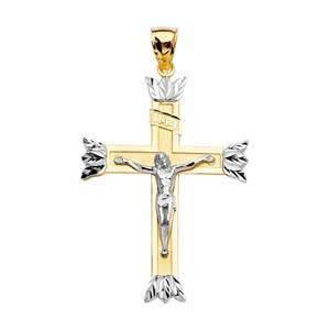14K Gold 39mm Crucifix Cross Pendant - silverdepot