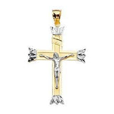 14K Gold 39mm Crucifix Cross Pendant