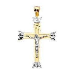 14K Gold 39mm Crucifix Cross Pendant