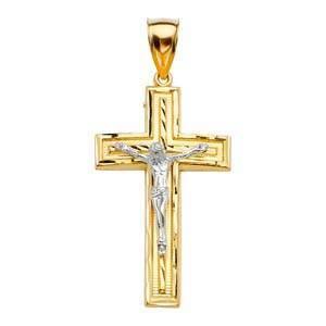 14K Gold 26mm Crucifix Cross Pendant - silverdepot