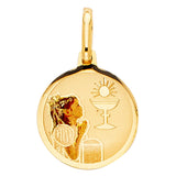 14K Yellow Gold 15mm Baptism Enamel Picture Religious Pendant