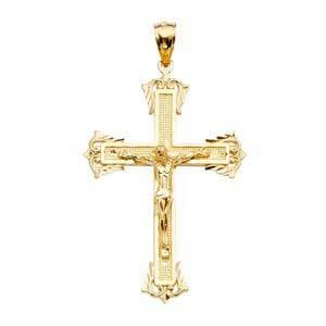 14K Gold 31mm Crucifix Cross Pendant - silverdepot