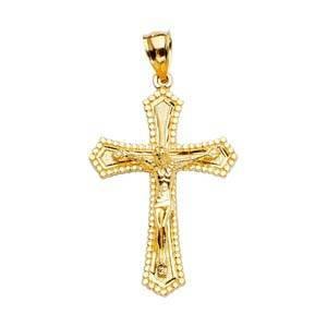 14K Gold 25mm Crucifix Cross Pendant - silverdepot