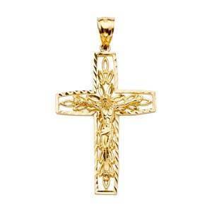 14K Gold 26mm Crucifix Cross Pendant - silverdepot