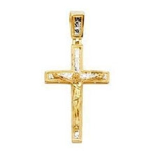 Load image into Gallery viewer, 14K Gold Two Tone 25mm Crucifix Cross Pendant - silverdepot