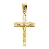 14K Gold Two Tone 25mm Crucifix Cross Pendant