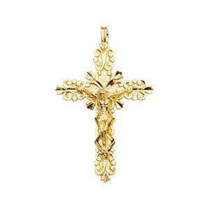 14K Gold 24mm Crucifix Cross Pendant - silverdepot