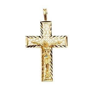 14K Gold 19mm Crucifix Cross Pendant - silverdepot