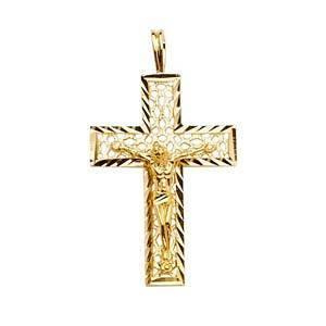 14K Gold 19mm Crucifix Cross Pendant - silverdepot