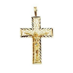 14K Gold 19mm Crucifix Cross Pendant