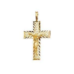 14K Gold 15mm Crucifix Cross Pendant - silverdepot