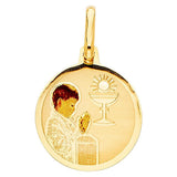 14K Tri Color 15mm Baptism Religious Pendant