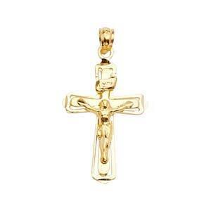 14K Gold 16mm Crucifix Cross Pendant - silverdepot