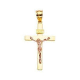 14K Gold Two Tone 21mm Crucifix Cross Pendant