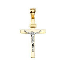 Load image into Gallery viewer, 14K Gold Two Tone 19mm Crucifix Cross Pendant - silverdepot