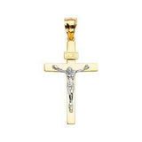 14K Gold Two Tone 19mm Crucifix Cross Pendant