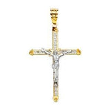 14K Gold Two Tone 27mm Crucifix Cross Pendant