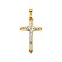 14K Gold Two Tone 19mm Crucifix Cross Pendant