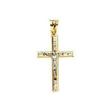 14K Gold Two Tone 14mm Crucifix Cross Pendant